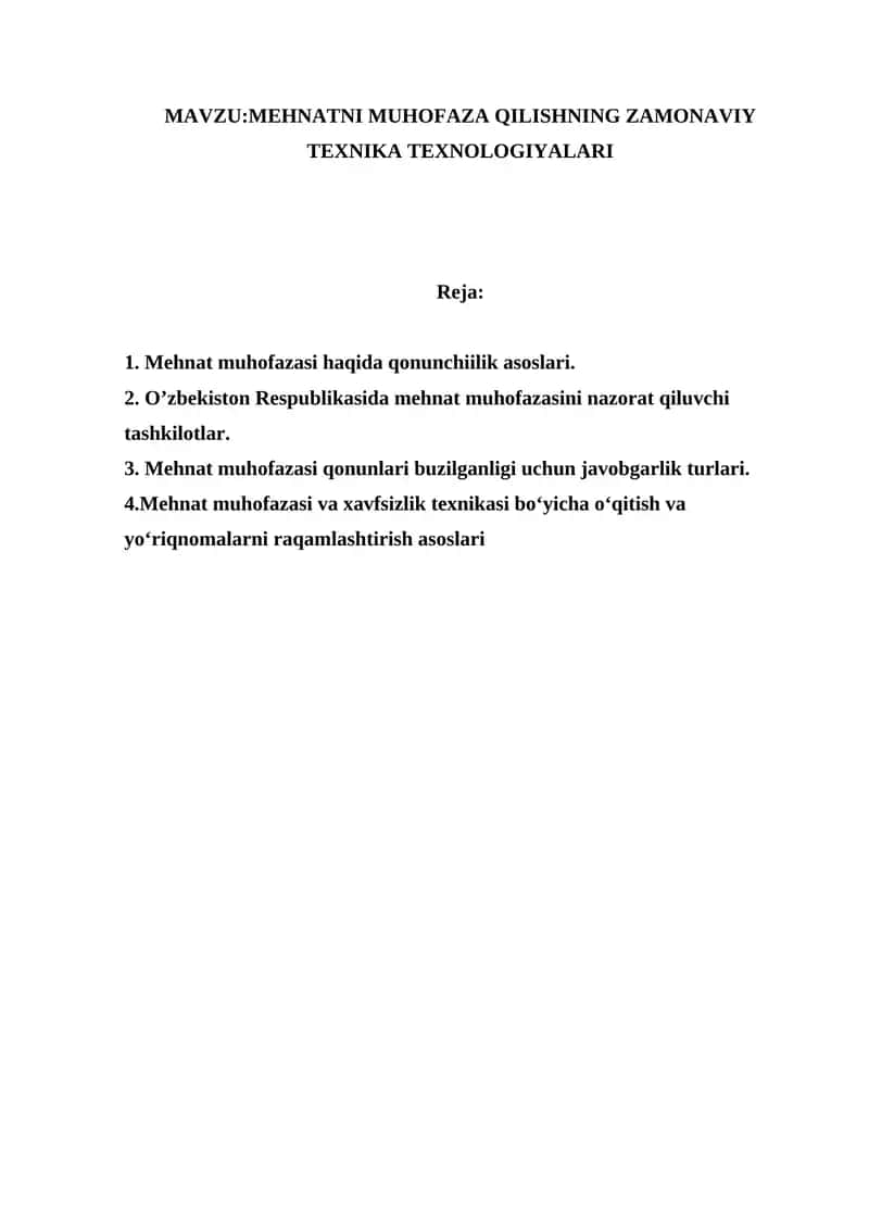 Mehnatni muhofaza qilishning zamonaviy texnika texnologiyalari 1
