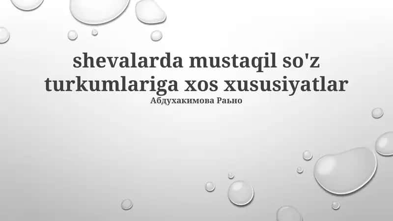 Shevalarda mustaqil so'z turkumlariga xos xususiyatlar 1