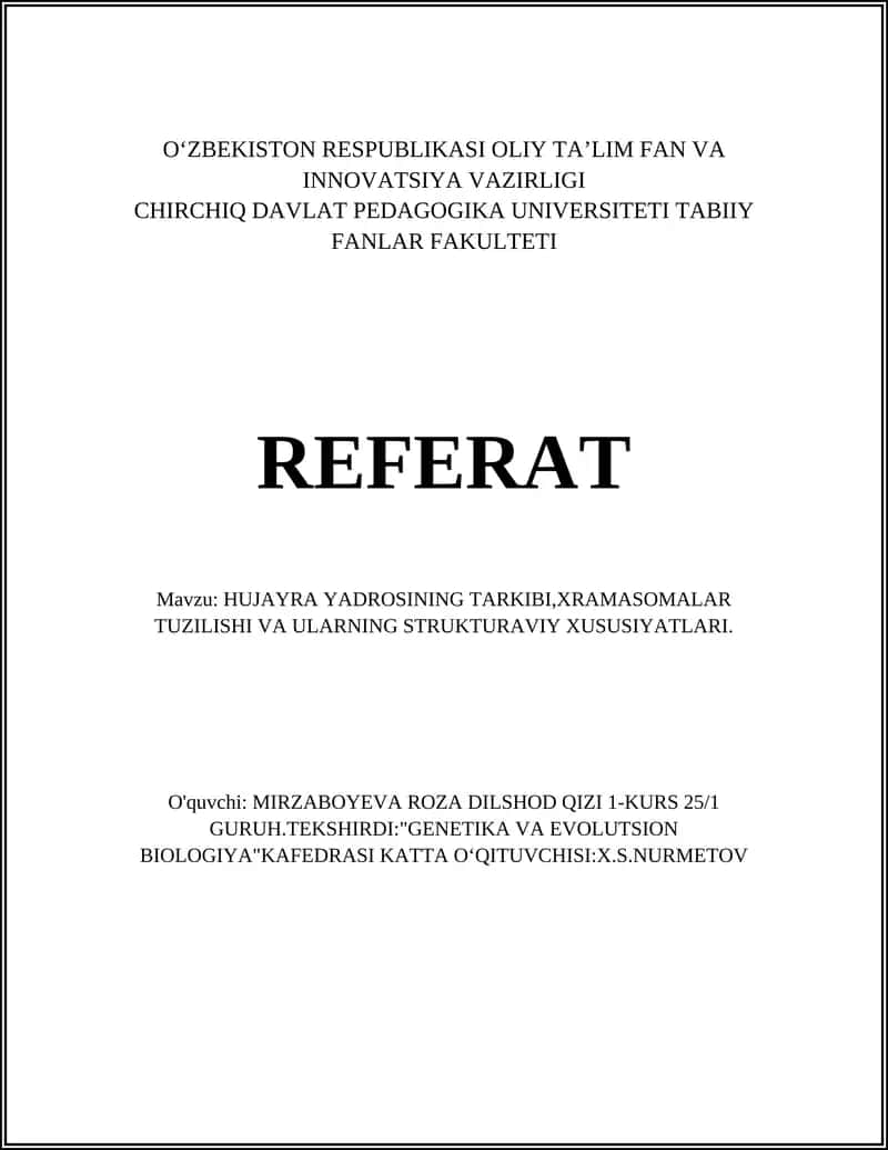 Hujayra Yadrosining Tarkibi 1