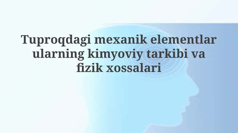 Tuproqdagi Mexanik Elementlar 1