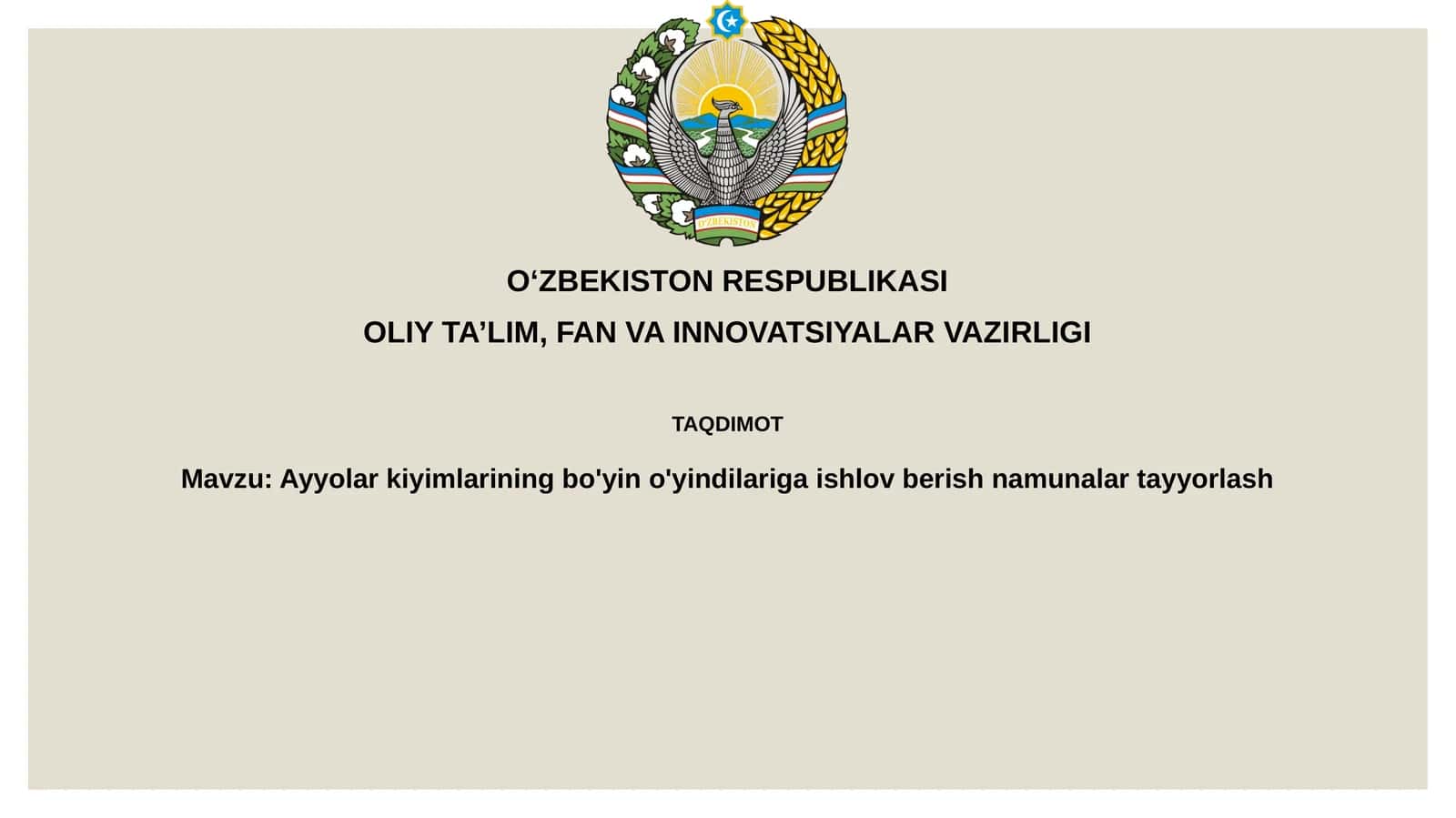 Ayyolarkiyimlariningbo'yino'yindilarigaishlovberishnamunalartayyorlash 1