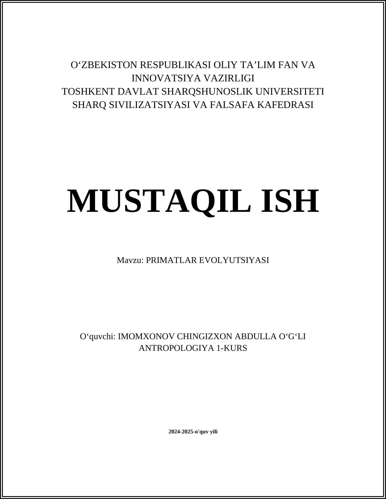 PRIMATLAR EVOLYUTSIYASI 1
