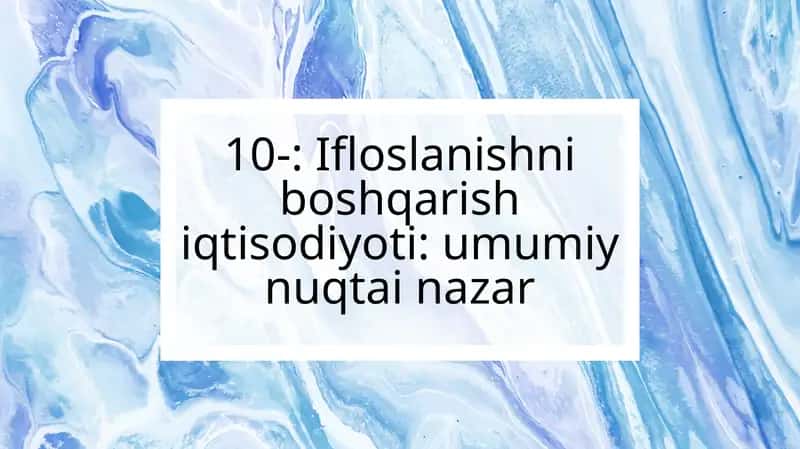 Ifloslanishni boshqarish iqtisodiyoti: umumiy nuqtai nazar 1