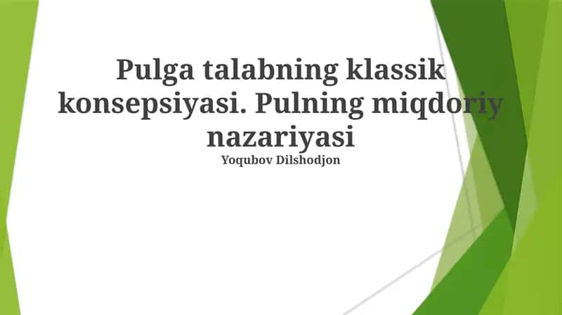 Pulga talabning klassik konsepsiyasi 1