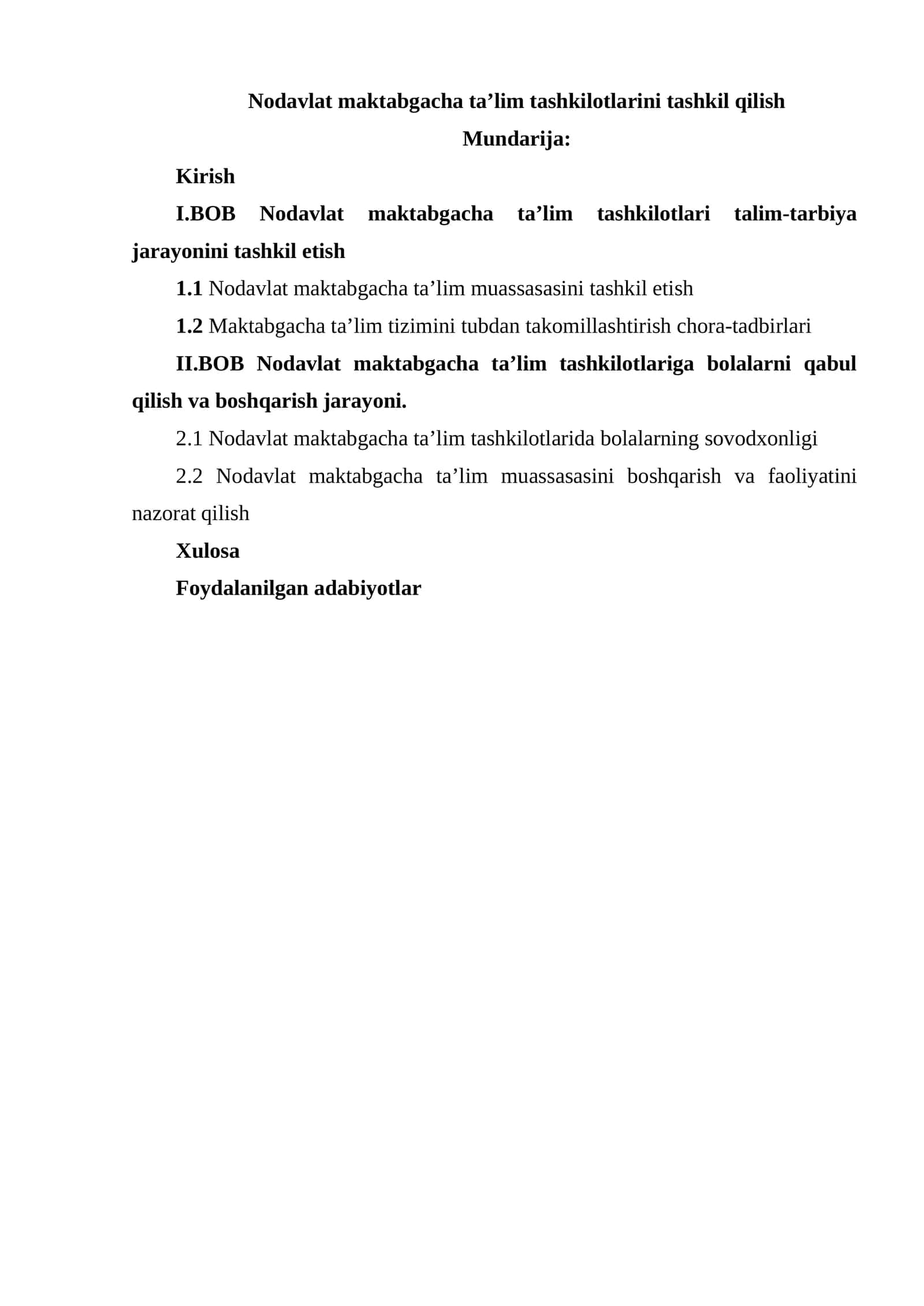 Nodavlat maktabgacha taʼlim tashkilotlarini tashkil qilish 1