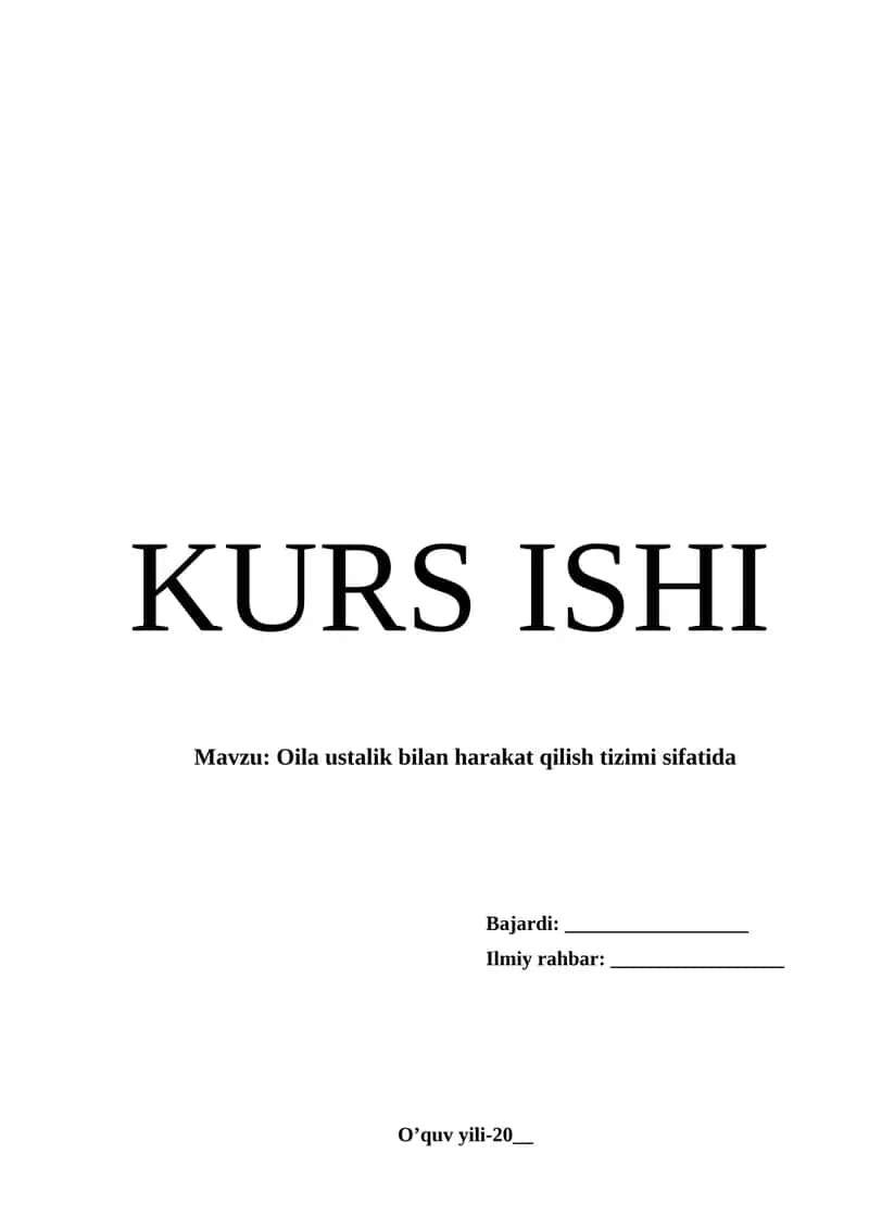Oila ustalik bilan harakat qilish tizimi sifatida 1