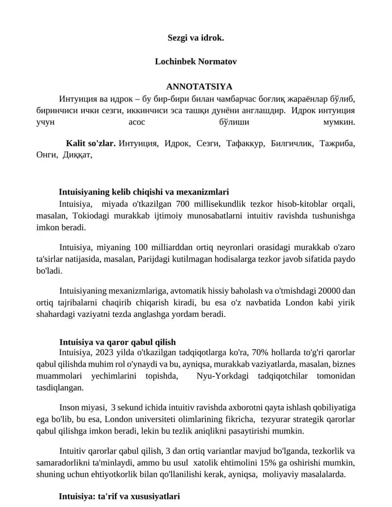 Sezgi va idrok 1