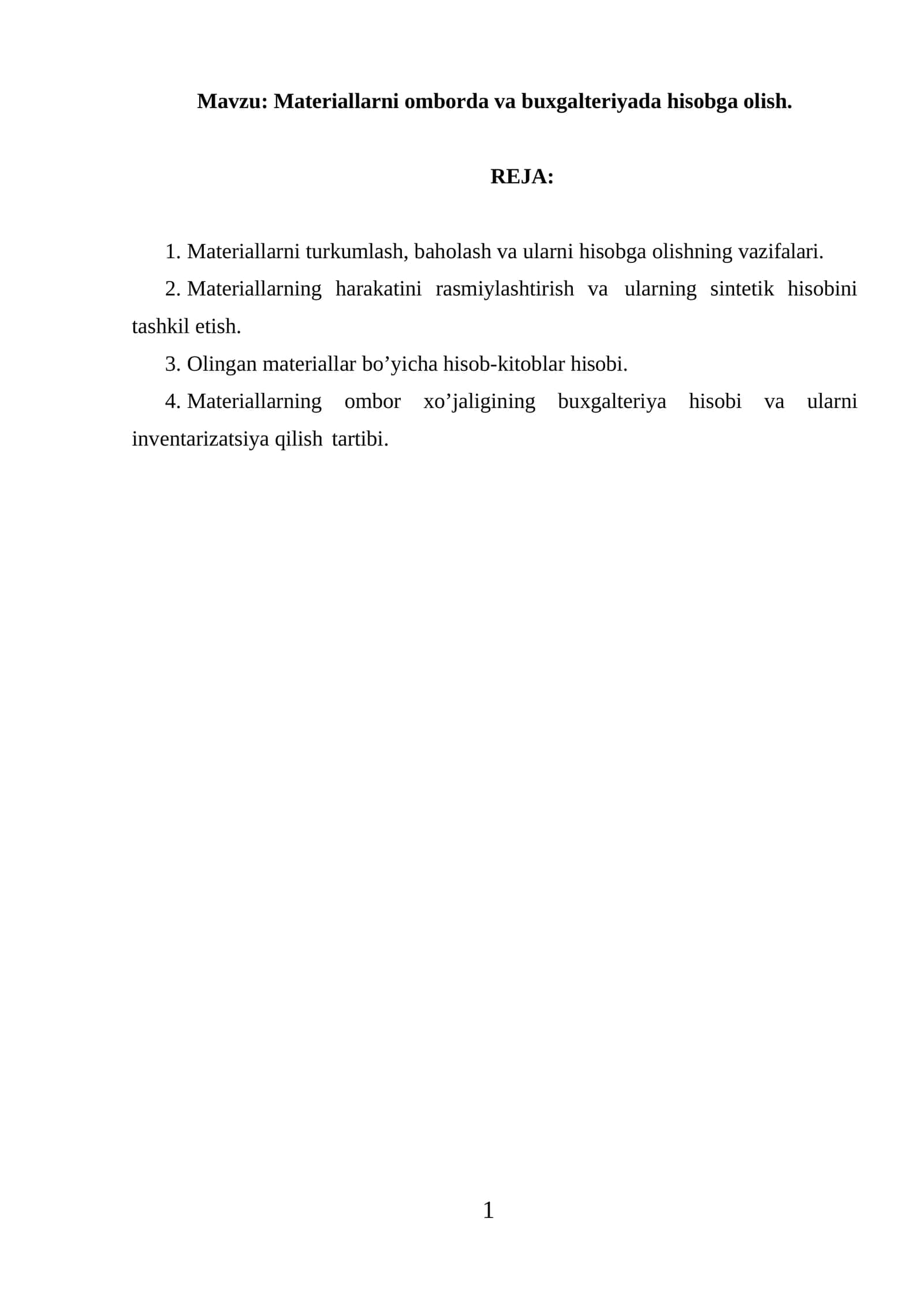 Materiallarni omborda va buxgalteriyada hisobga olish 1