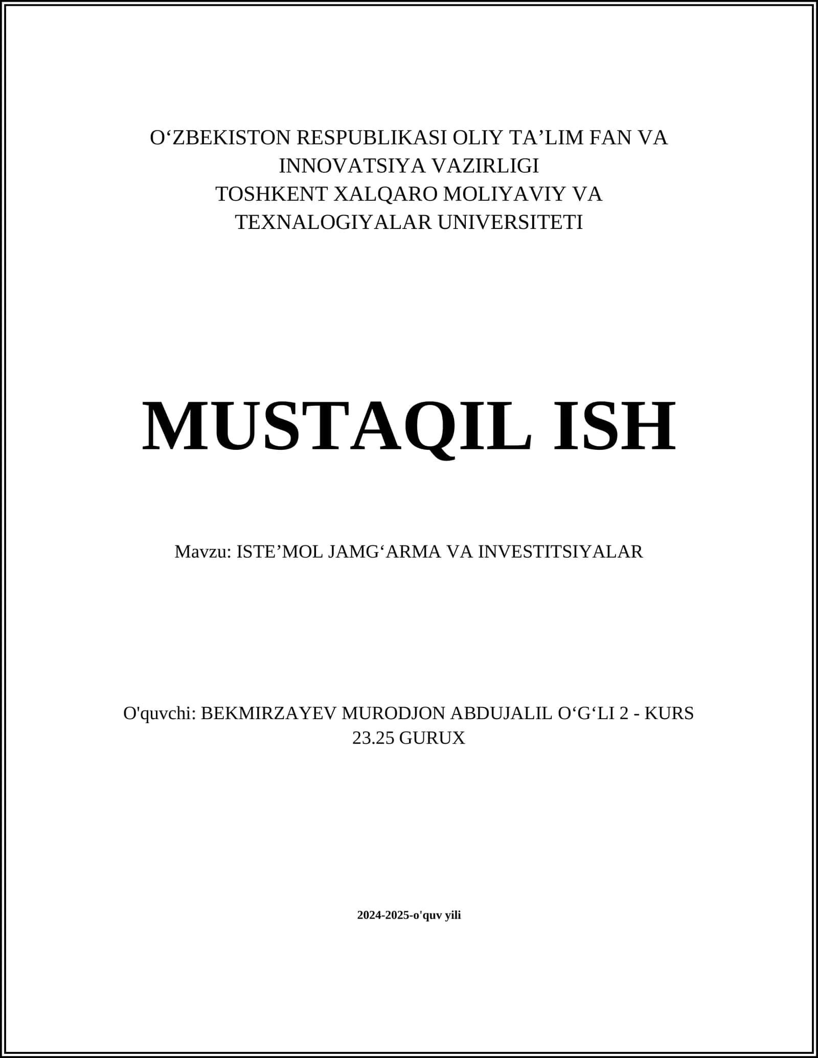 Istemol Jamgʻarmalarining Yaratilishi 1
