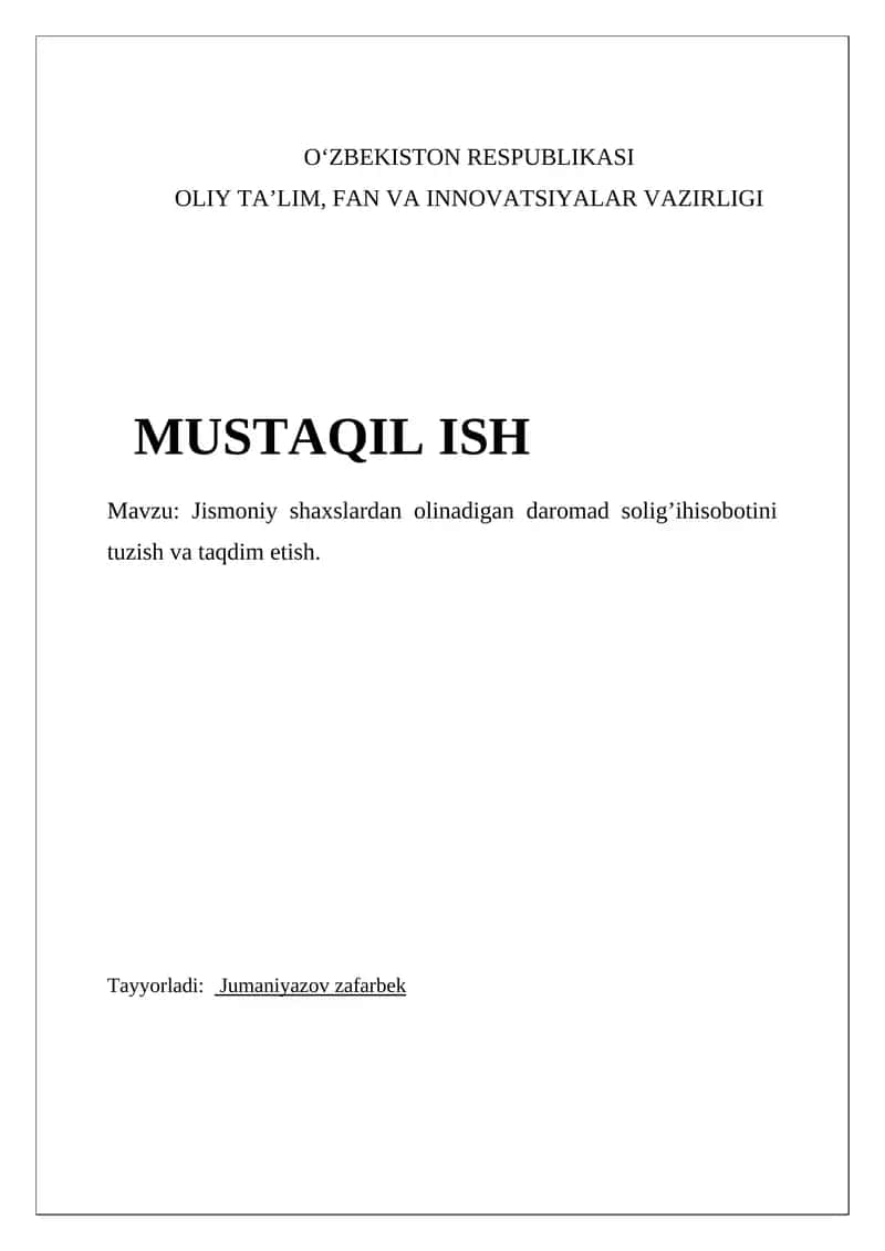 Daromad solig'i hisobotlari 1