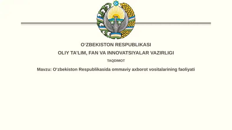 Oʻzbekiston Respublikasida Ommaviy Axborot Vositalarining Faoliyati 1