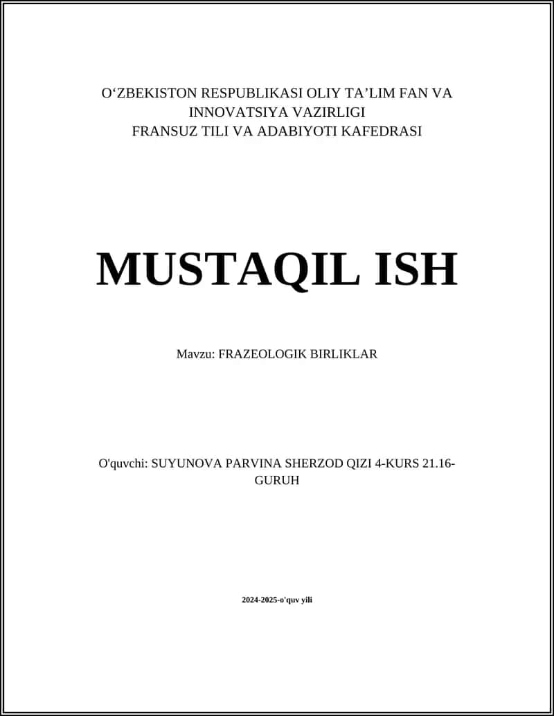 FRAZEOLOGIK BIRLIKLAR 1