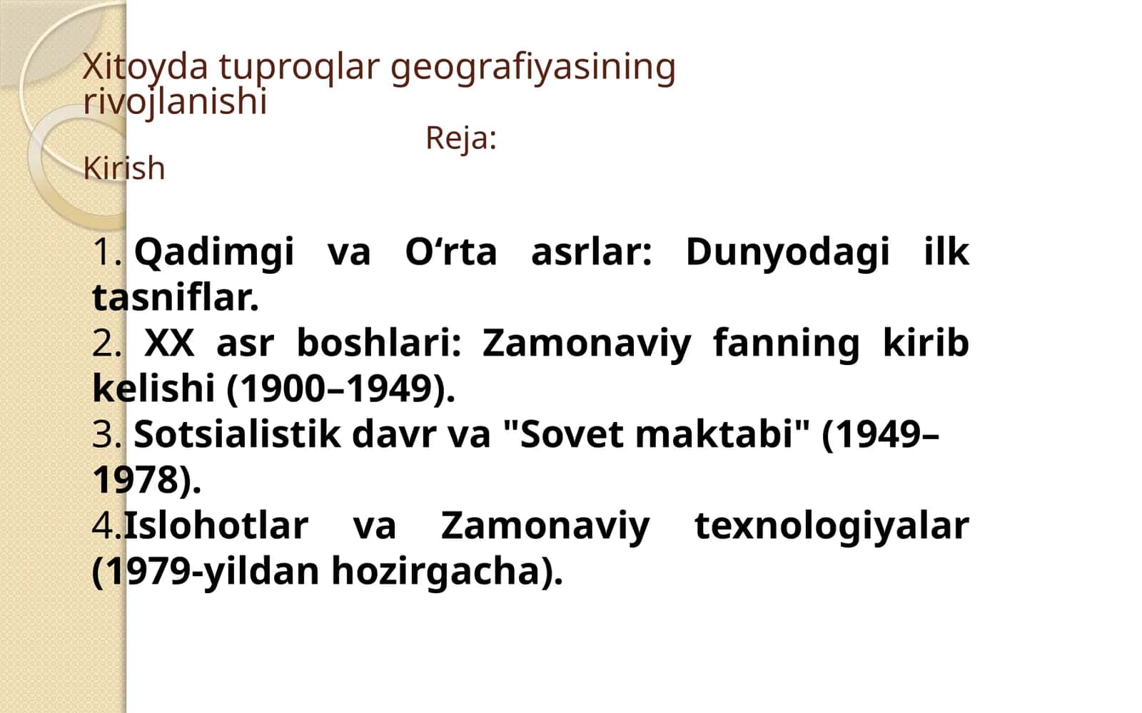 Xitoyda tuproqlar geografiyasining rivojlanishi 1