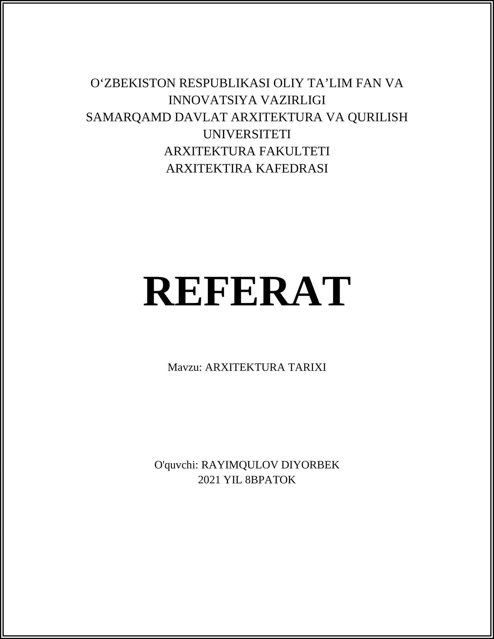 ARXITEKTURA TARIXI 1