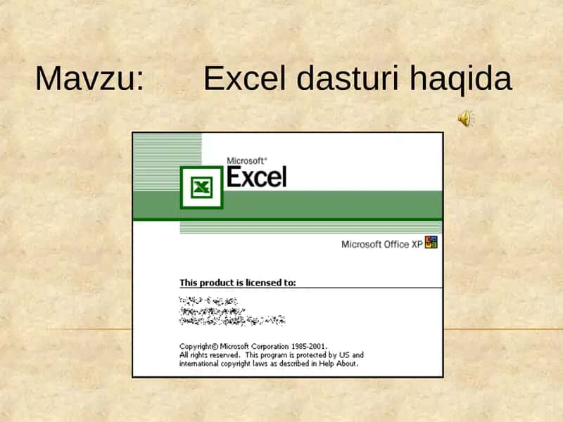 Excel dasturi haqida 1