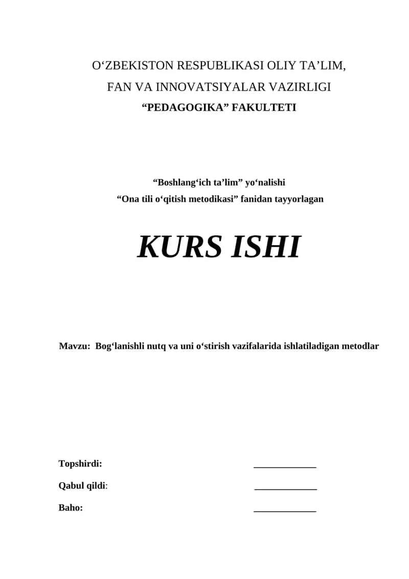 Bog‘lanishli nutq va uni o‘stirish vazifalarida ishlatiladigan metodlar 1