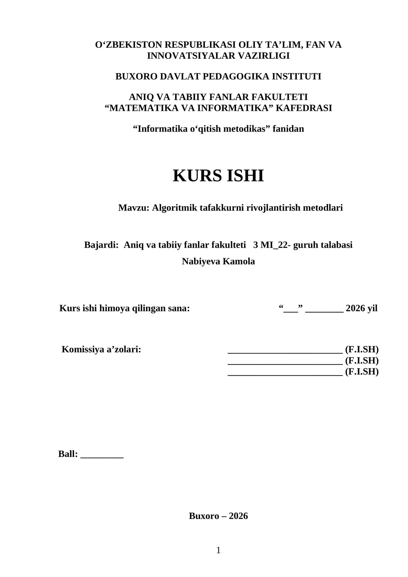 Algoritmik tafakkurni rivojlantirish metodlari 1