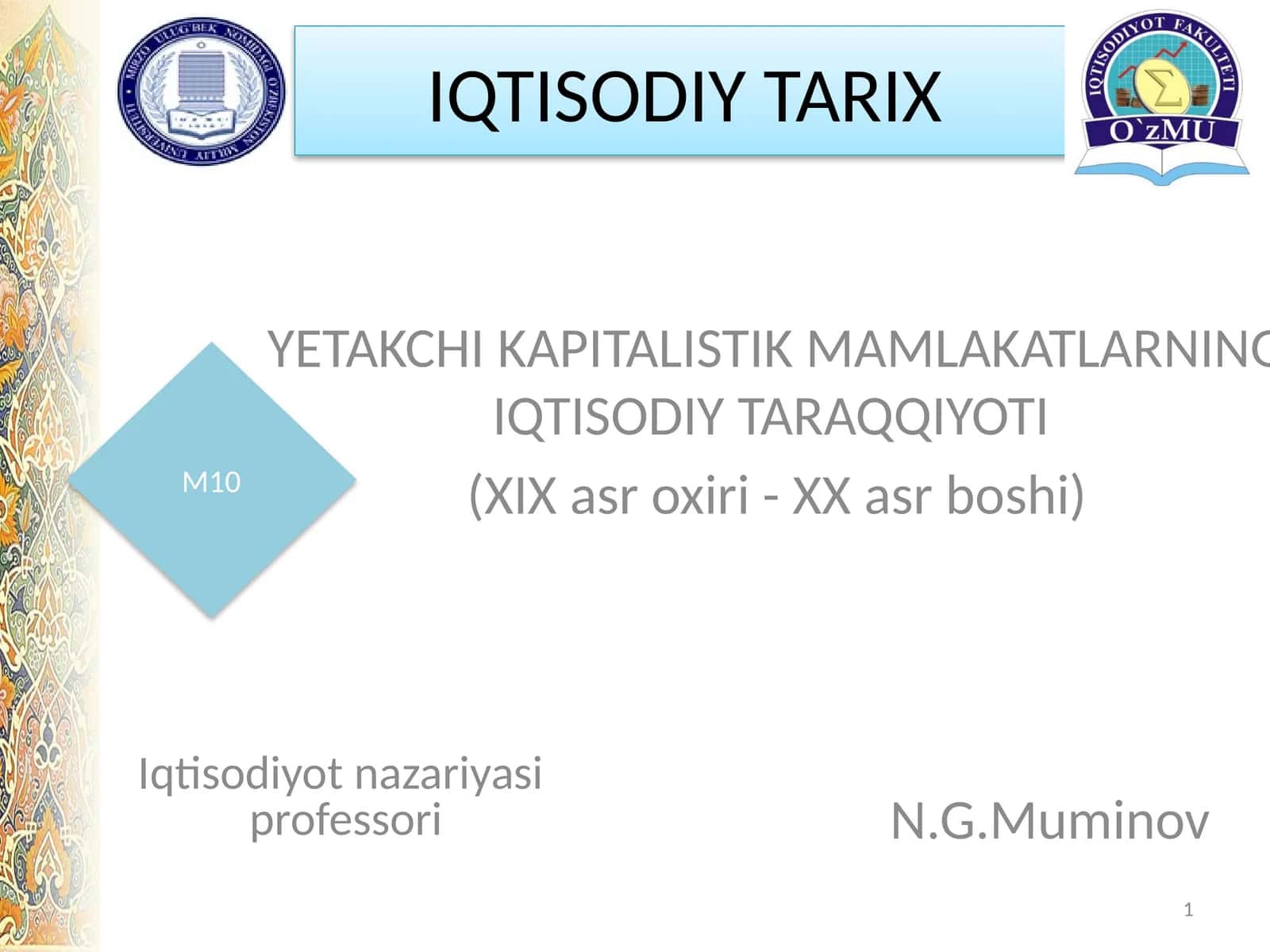 YETAKCHI KAPITALISTIK MAMLAKATLARNING IQTISODIY TARAQQIYOTI 1
