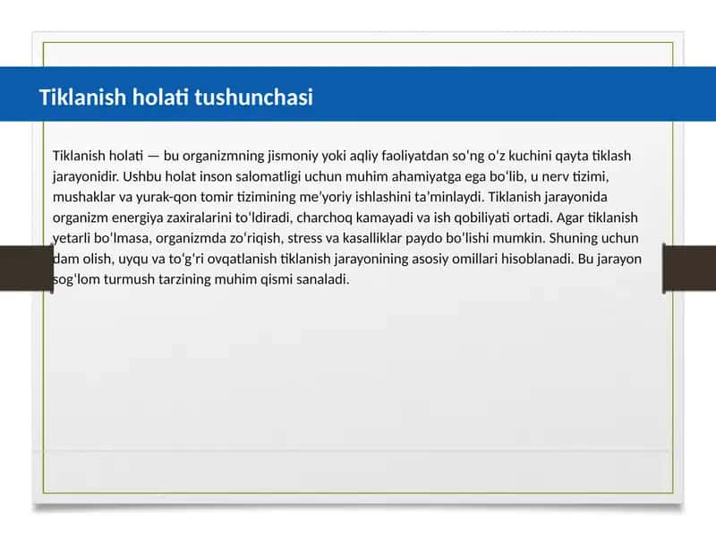 Tiklanish holati tushunchasi 1