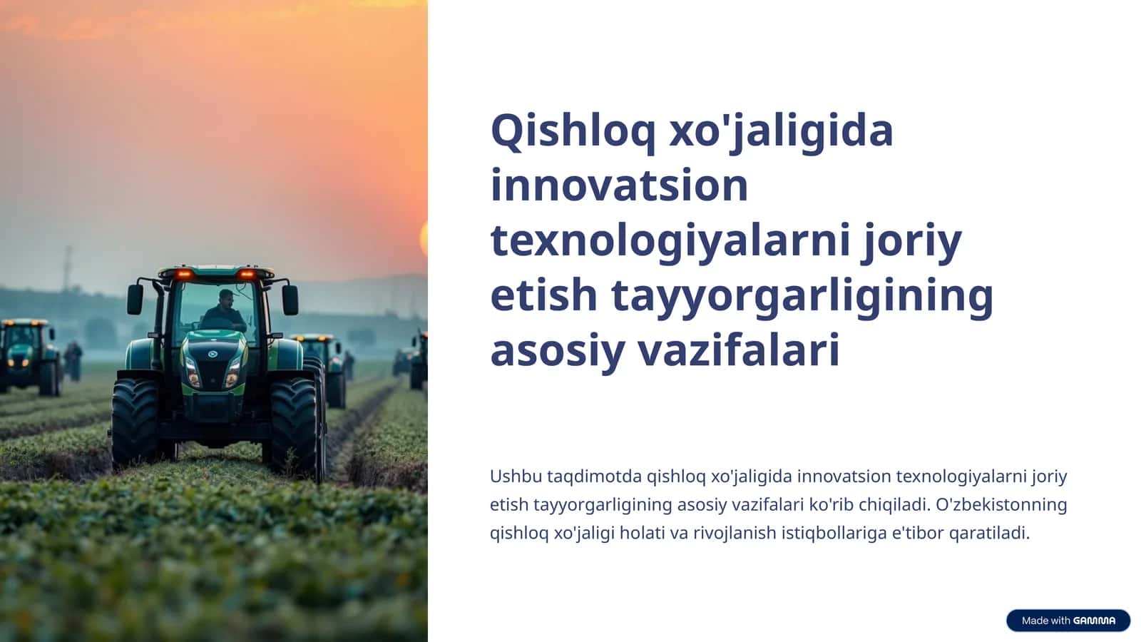 Qishloq xo'jaligida innovatsion texnologiyalarni joriy etish tayyorgarligining asosiy vazifalari 1