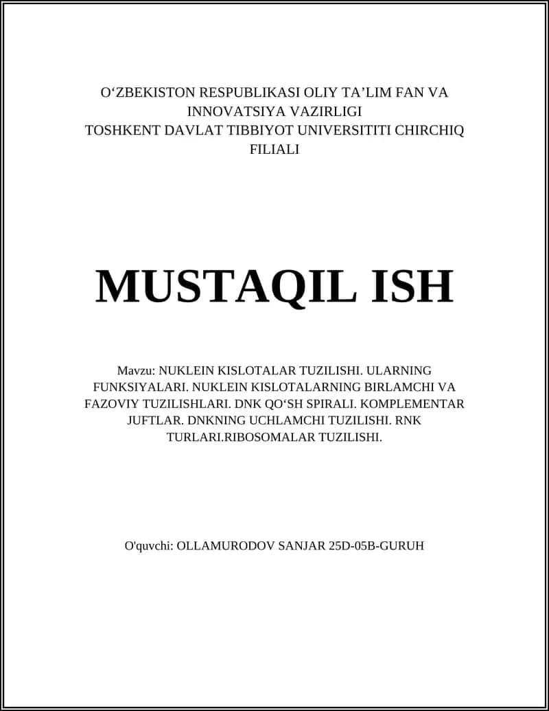NUKLEIN KISLOTALAR TUZILISHI 1