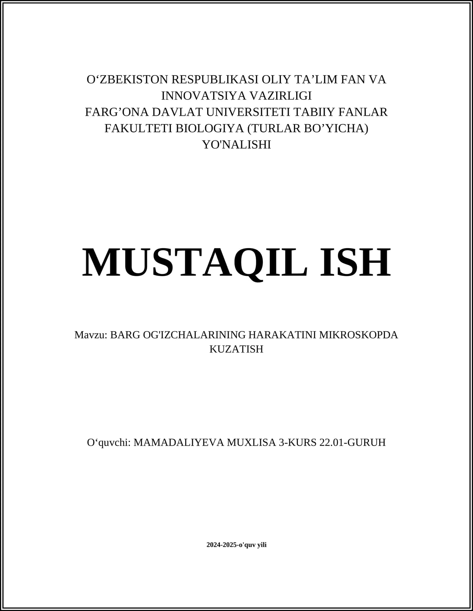 BARG OG'IZCHALARINING HARAKATINI MIKROSKOPDA KUZATISH 1