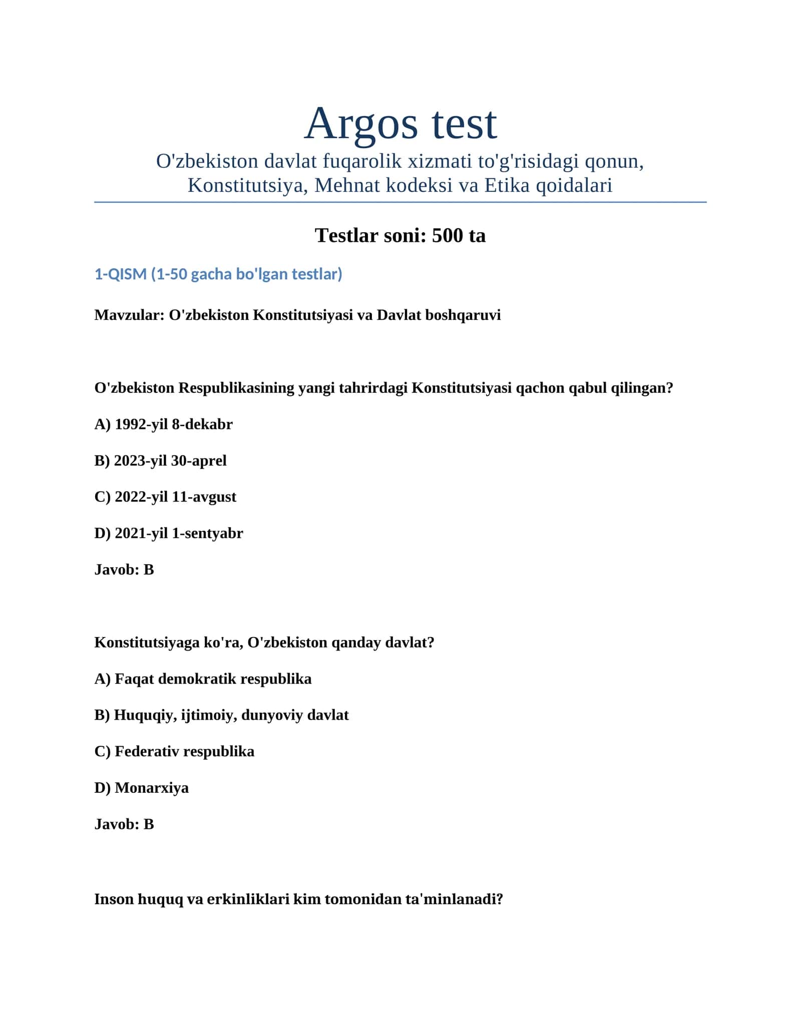 Argos test 1