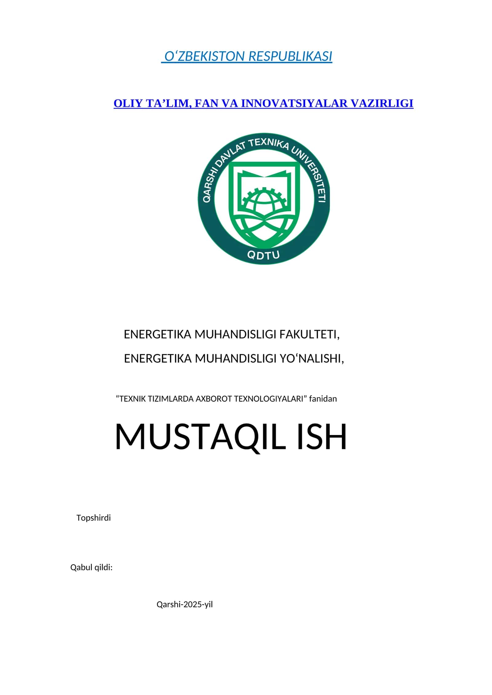“ Oʻzbekistonda axborot kommunikatsiya sohasini rivojlantirishdagi asosiy yoʻnalishlari va amaldagi qonunlar, Oʻzbekiston respublikasi prezidenti farmonlari va Vazirlar mahkamasi qarorlari” 1