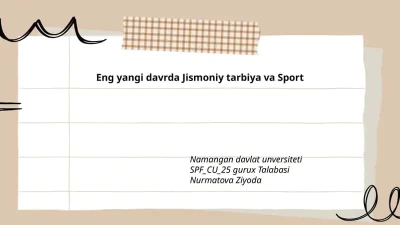 Eng yangi davrda Jismoniy tarbiya va Sport 1