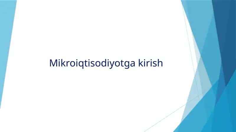 Mikroiqtisodiyotga kirish 1