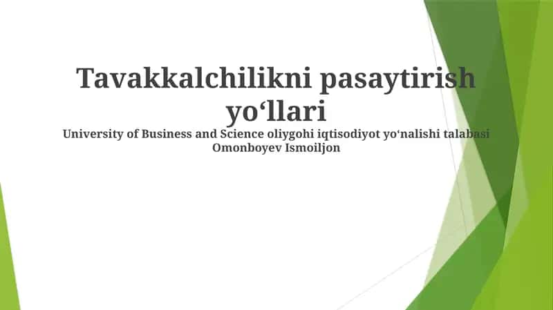 Xavfni kamaytirish usullari 1