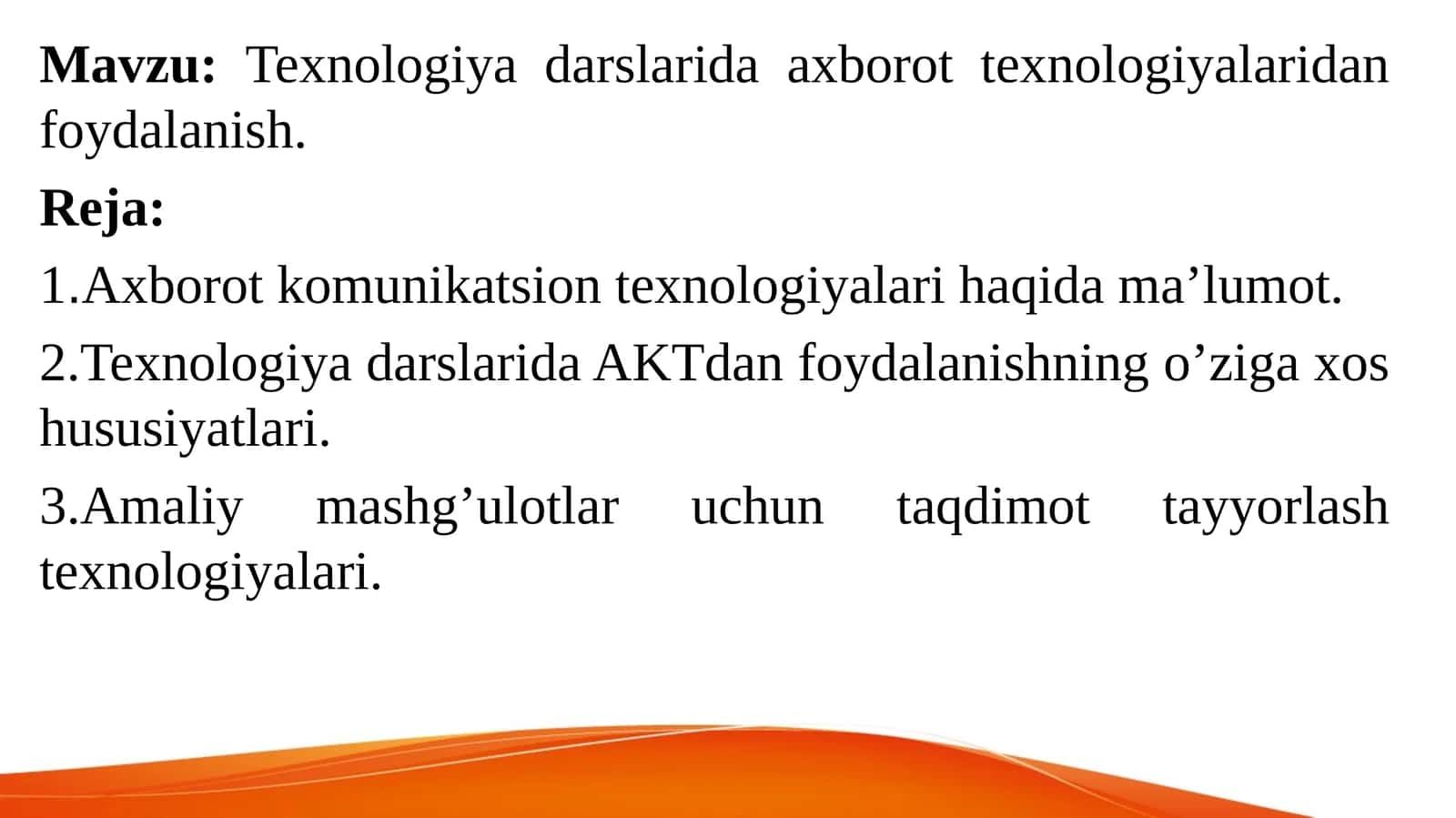 Texnologiya darslarida axborot texnologiyalaridan foydalanish 1