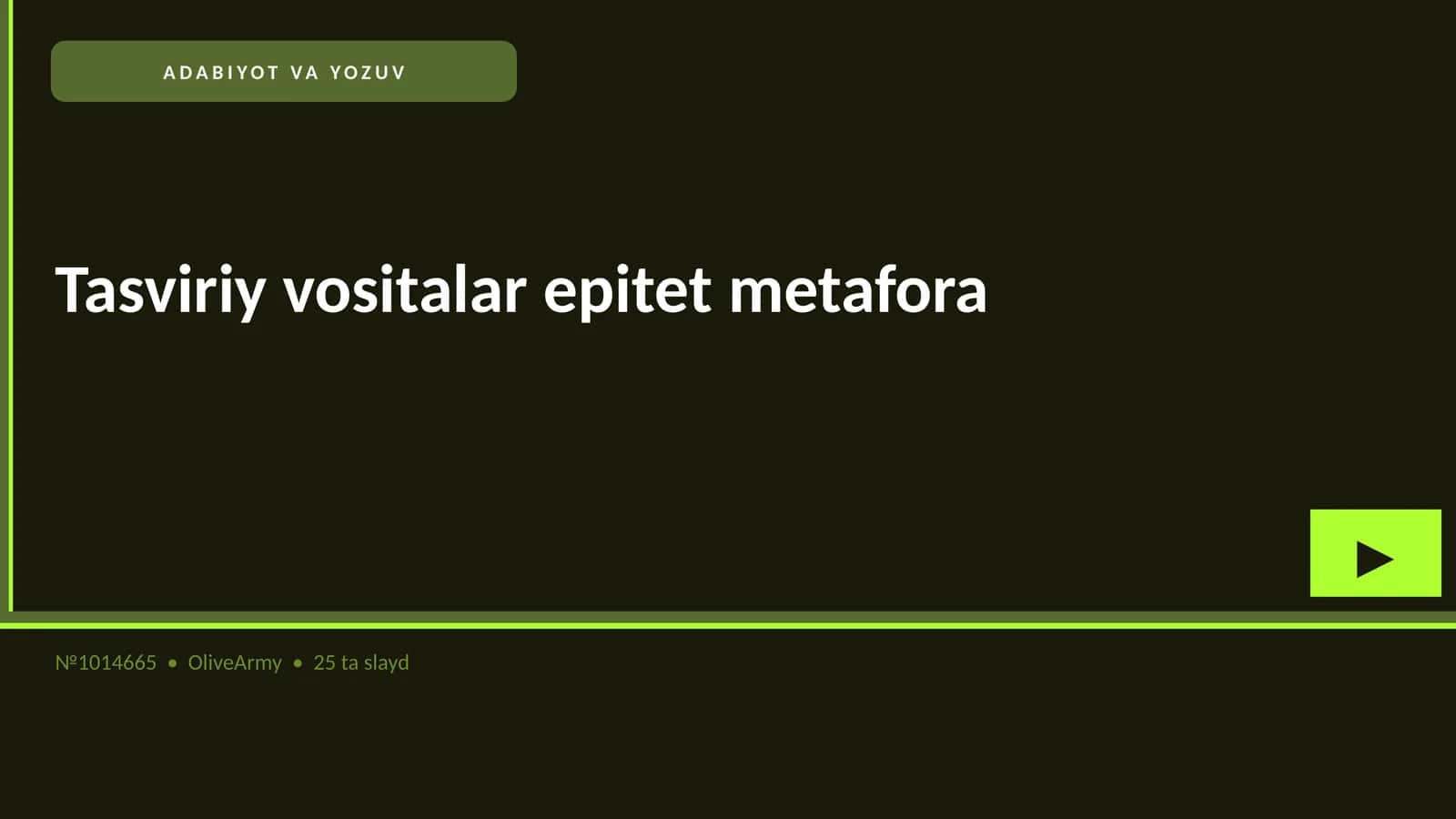 ADABIYOT VA YOZUV Tasviriy vositalar epitet metafora 1