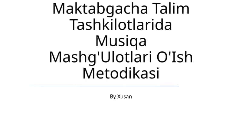 Maktabgacha Talim Tashkilotlarida Musiqa Mashg'Ulotlari O'Ish Metodikasi 1
