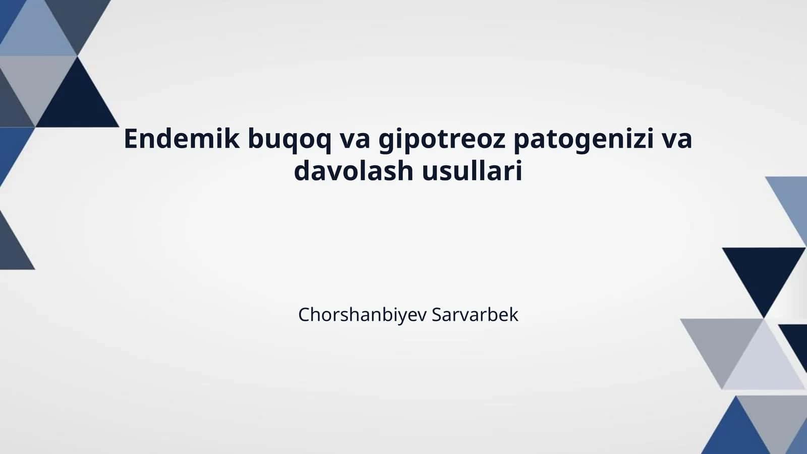 Endemik buqoq va gipotreoz patogenizi va davolash usullari 1