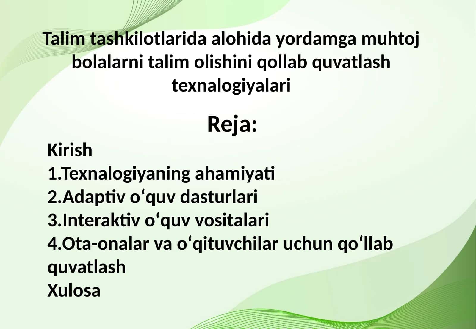 Talim tashkilotlarida alohida yordamga muhtoj bolalarni talim olishini qollab quvatlash texnalogiyalari 1