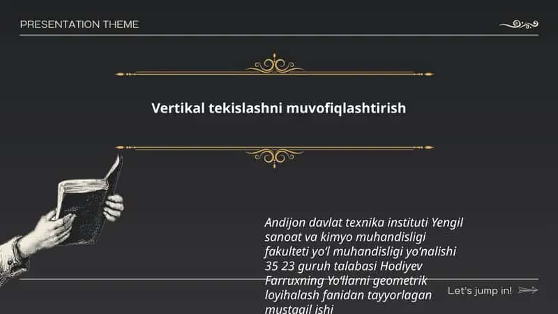 Yoʻllarni geometrik loyihalash fanidan tayyorlagan mustaqil ish 1