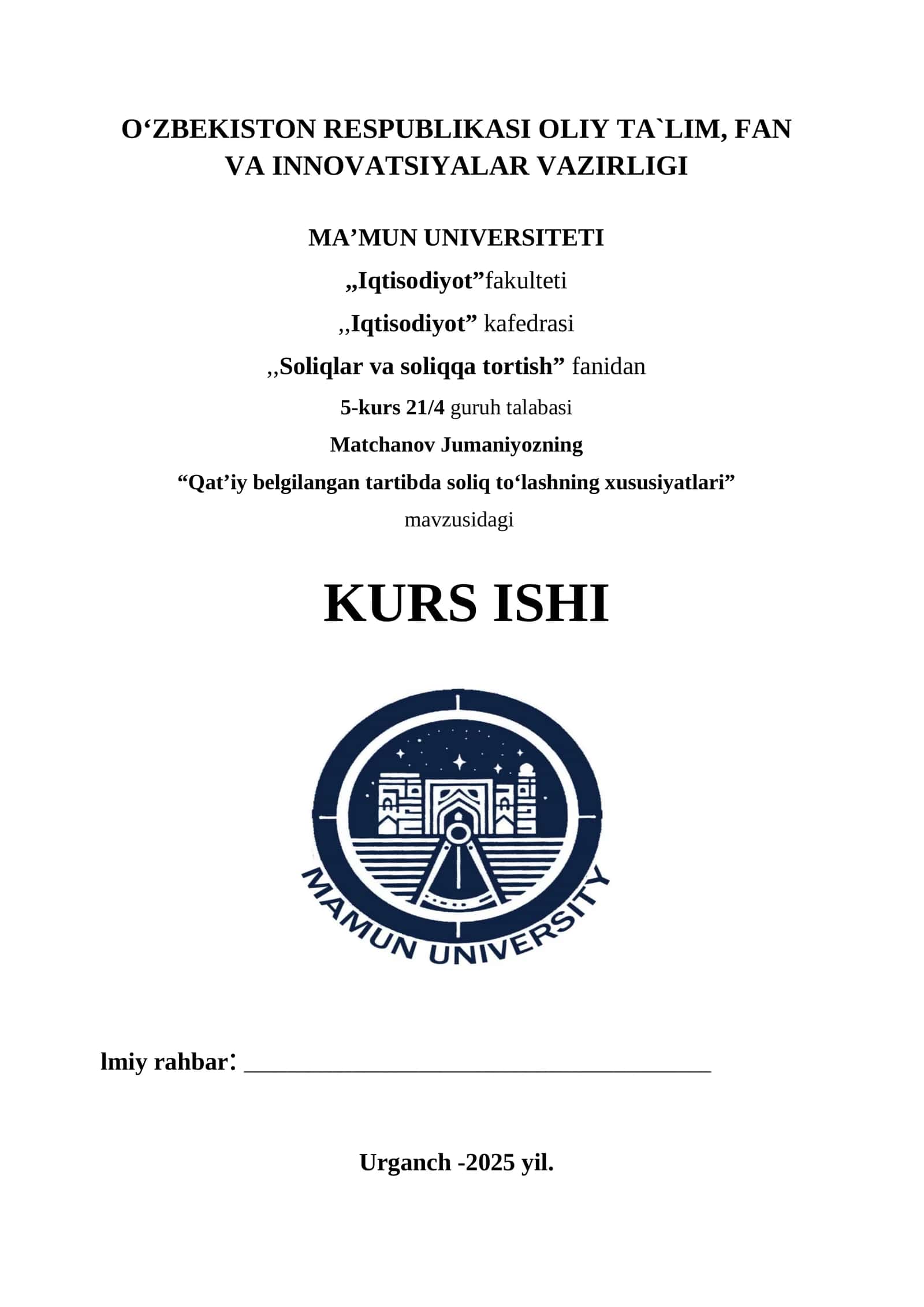Qat’iy belgilangan tartibda soliq to‘lashning xususiyatlari 1