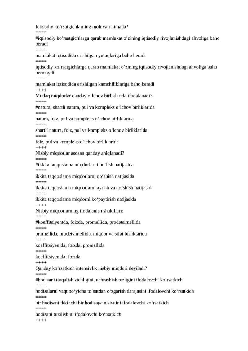 Iqtisodiy ko’rsatgichlar 1