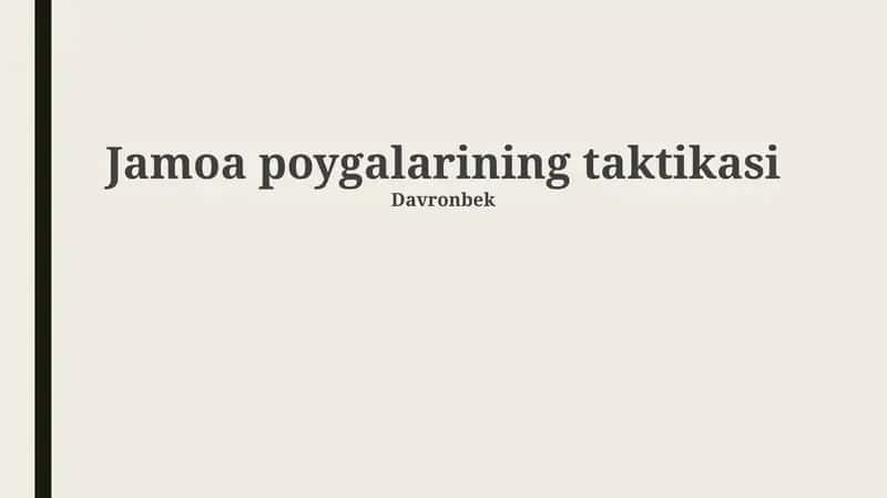 Jamoa poygalarining taktikasi 1