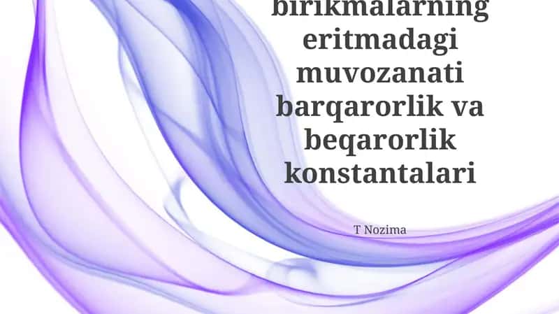 Kompleks birikmalarning eritmadagi muvozanati 1