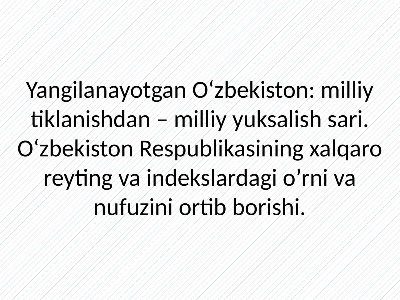 O‘zbekiston: milliy tiklanishdan – milliy yuksalish sari 1