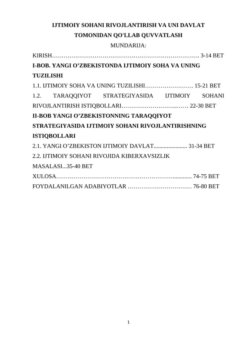 IJTIMOIY SOHANI RIVOJLANTIRISH VA UNI DAVLAT TOMONIDAN QO'LLAB QUVVATLASH 1