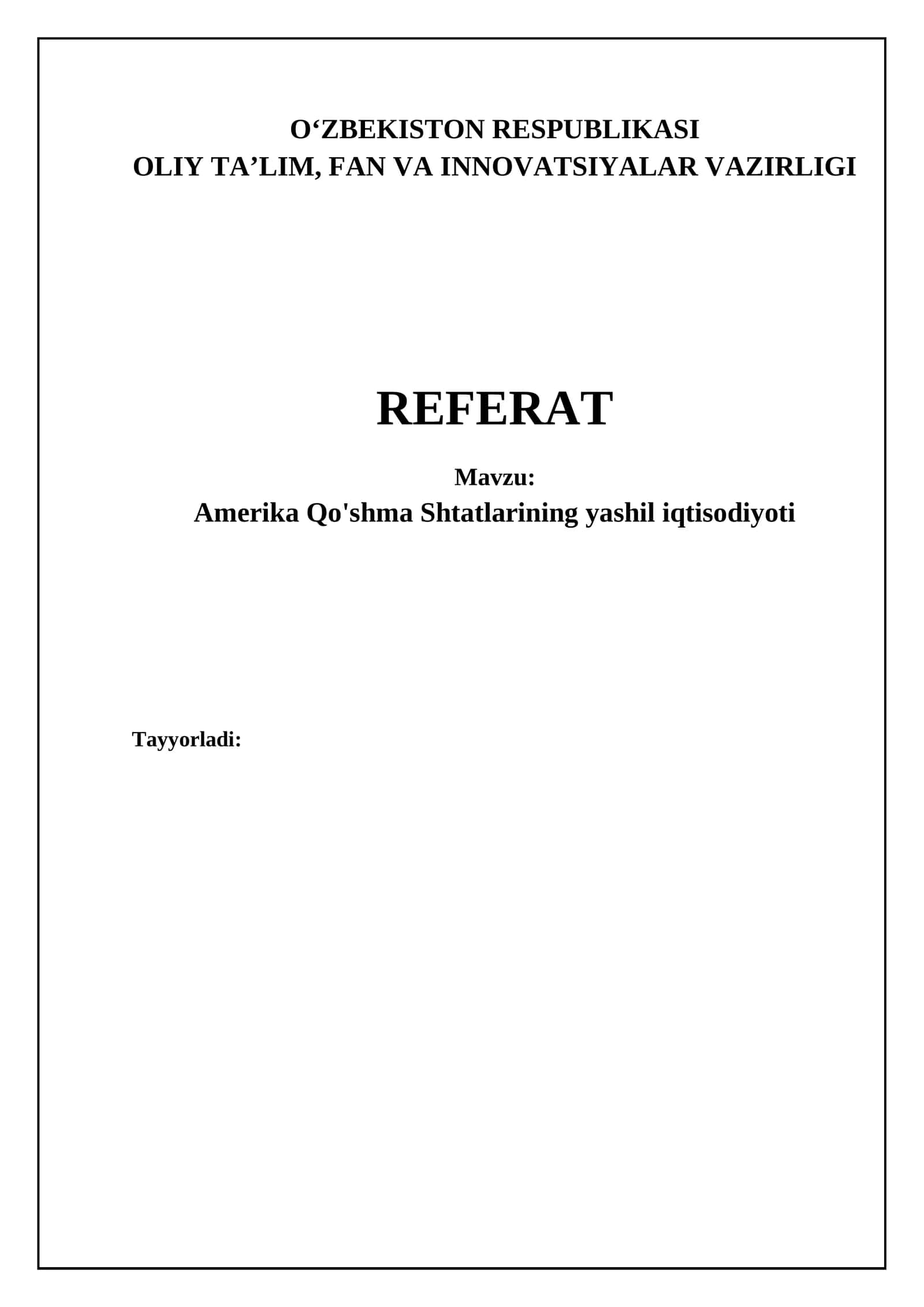 Amerika Qo'shma Shtatlarining yashil iqtisodiyoti 1