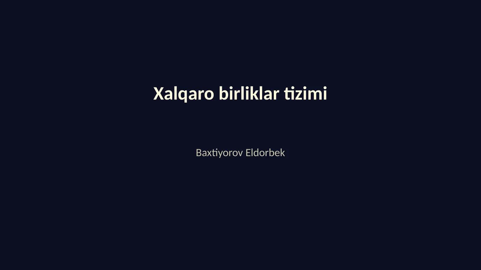 Xalqaro birliklar tizimi 1