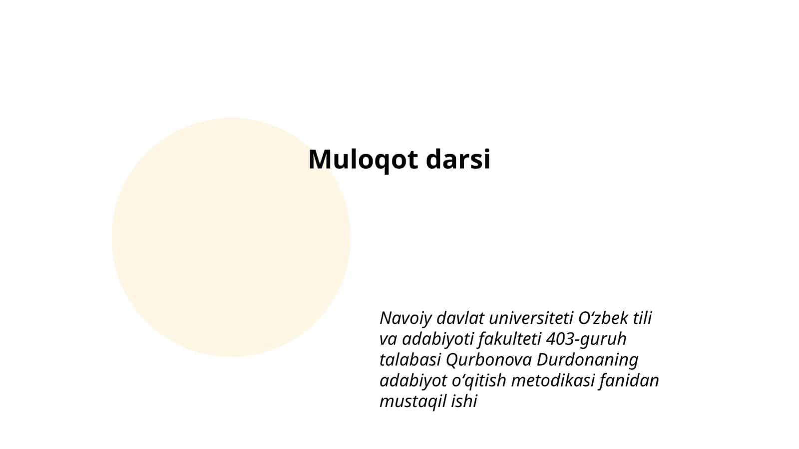 Muloqot darsi 1