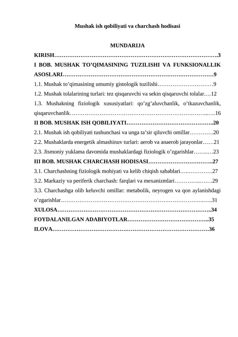 Mushak ish qobiliyati va charchash hodisasi 1