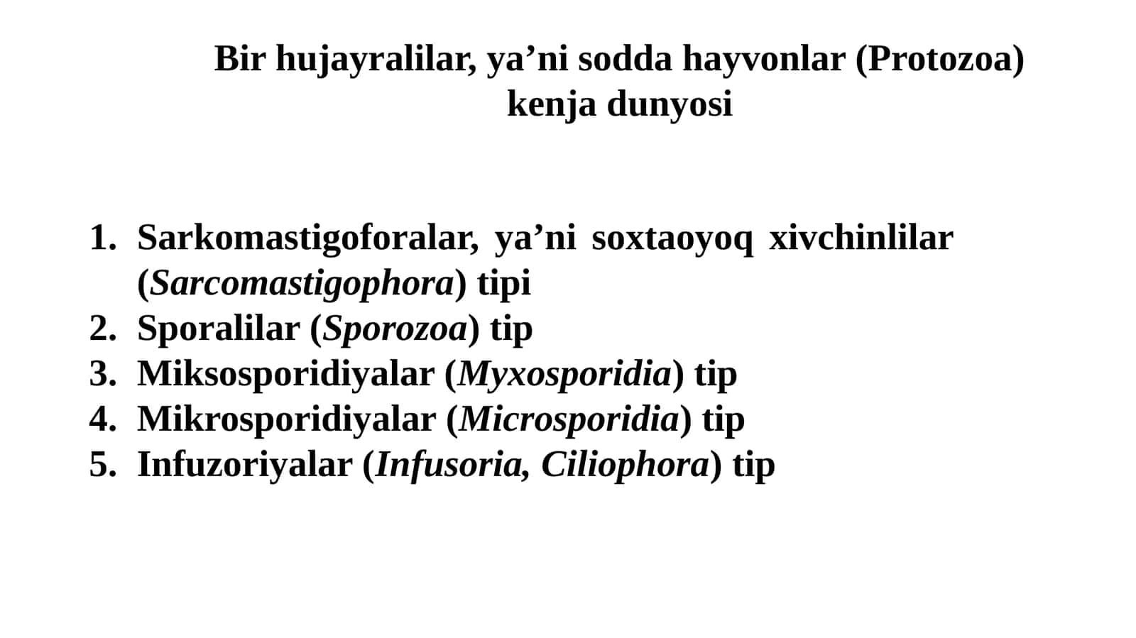 Bir hujayralilar, ya’ni sodda hayvonlar(Protozoa) kenjadunyosi 1