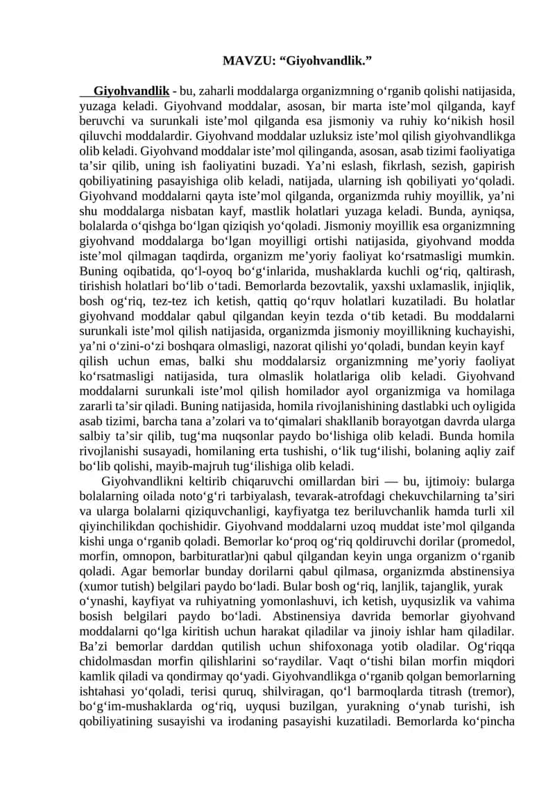 Giyohvandlik 1