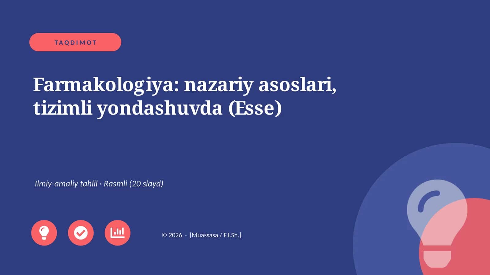 Farmakologiya: nazariy asoslari, tizimli yondashuvda (Esse) 1